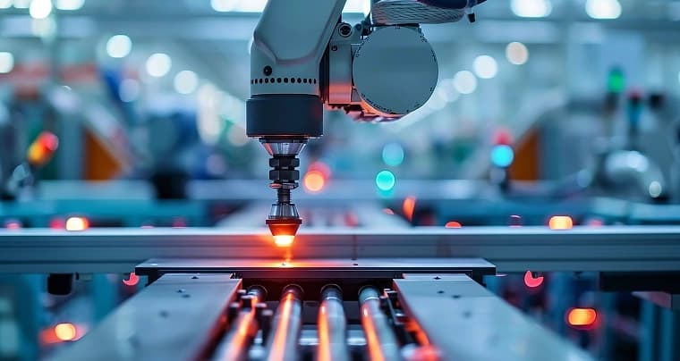 Robot arm working a production line
