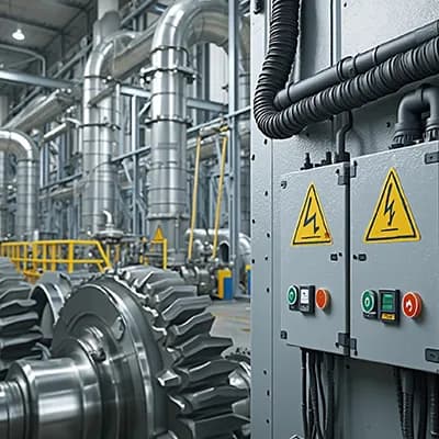 Process equipment and control gear on a plant floor
